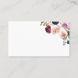 Wasserfarbenfiguren und Berry Burgund Blumenhochze Platzkarte