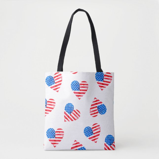Wasserfarbenflagge Amerikas in Herzform (Vorderseite)