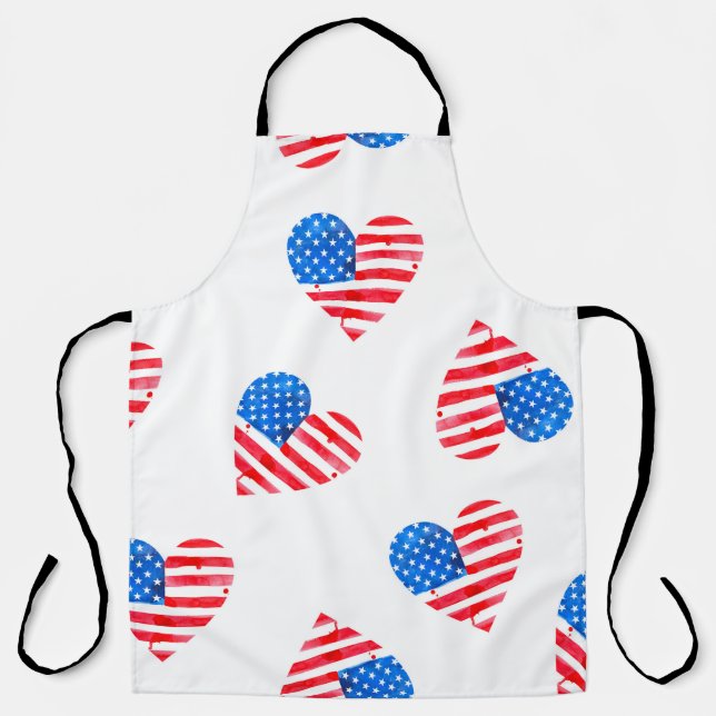 Wasserfarbenflagge Amerikas in Herzform Schürze (Vorderseite)