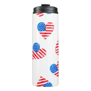 Wasserfarbenflagge Amerikas in Herzform Thermosbecher