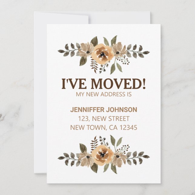 Wasserfarbenflora I ve Moved Announcement Card Ankündigung (Vorderseite)