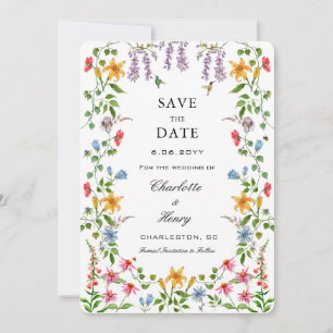 Wasserfarbenflora mit Foto Hochzeit Speichern Sie Save The Date