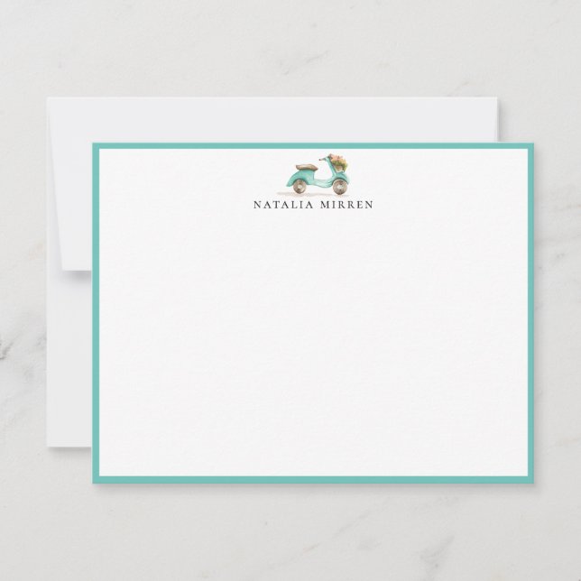 Wasserfarbenfloral Scooter Mitteilungskarte (Vorderseite)