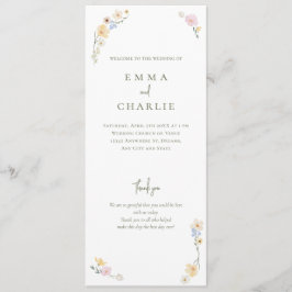 Wasserfarbenflorale Boho Zeremonie Hochzeit Programm