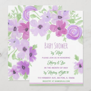 Wasserfarbenflorale Girl's Baby Shower by Mail Einladung