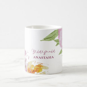 Wasserfarbenflorale Hochzeit Bridesmaid Kaffeetasse