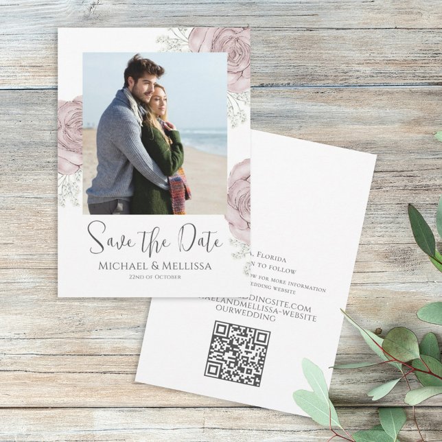 Wasserfarbenflorale Hochzeit Speichern Sie das Fot Save The Date (Von Creator hochgeladen)
