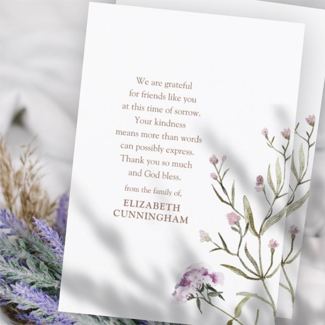 Wasserfarbenflorale Memorial Botanicals Moderner C Dankeskarte (Von Creator hochgeladen)