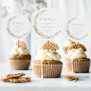 Wasserfarbenflorale Rustikale Hochzeit Runder Aufkleber