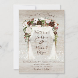 Wasserfarbenflorale Rustikale Holzkanopie Hochzeit Einladung