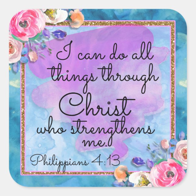 Wasserfarbenflorenkarte Christi-Karte Quadratischer Aufkleber (Vorderseite)