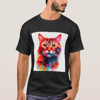 Wasserfarbenflüster: Ein lebendiges Katzen-Portrai T-Shirt