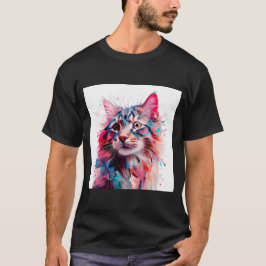 Wasserfarbenflüster: Ein lebendiges Katzen-Portrai T-Shirt