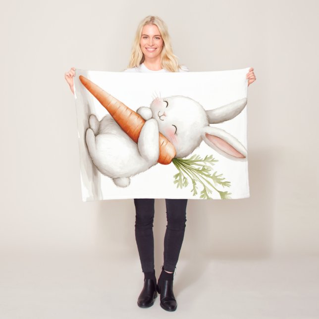 Wasserfarbenflut Bunny Carrot Liebe Fleecedecke (Beispiel)