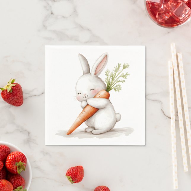 Wasserfarbenflut Bunny Carrot Liebe Serviette (Beispiel)
