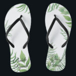 Wasserfarbenfolie Flip Flops<br><div class="desc">Dieses Design zeichnet sich durch ein üppiges tropisches,  grünes Blattwerk mit einem modernen und vereinfachenden Look aus. Koordiniert mit unseren Watercolor Foliage Wedding Papier Produkte und Zubehör. Eine großartige Gastgeschenk Hochzeit für alle Hochburgen.</div>