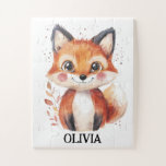 Wasserfarbenfox Fall Tierische Blätter Individuell Puzzle<br><div class="desc">Dieses Watercolor Fox Fall Animal Verlasst Personalisiert Name Kids Jigsaw Puzzle mit einem charmanten Fuchs in einem modernen, waldflächen-inspirierten Stil, umgeben von pulsierenden Herbstlauben. Dieses Puzzle ist perfekt für Jungen, Mädchen und Gender-neutrale Spielräume geeignet und verleiht jedem Raum eine spielerische Touch. Personalisieren Sie es mit dem Namen Ihres Kindes für...</div>