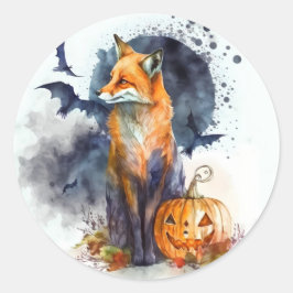 Wasserfarbenfox Halloween Runder Aufkleber