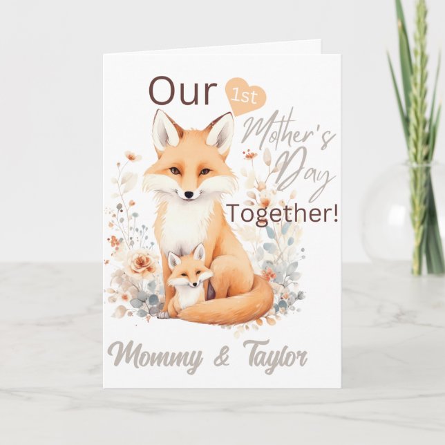 Wasserfarbenfox und Kit Erster Muttertag Karte (Vorderseite)