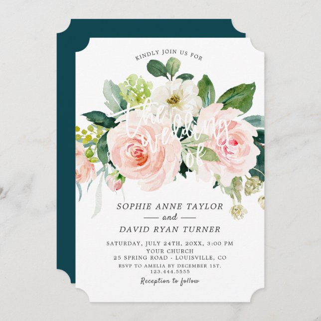 Wasserfarbenfroh Elfenbeinblume Tiefseefisch Hochz Einladung (Vorne/Hinten)