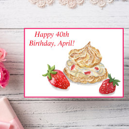 Wasserfarbenfrohe 40. Geburtstag Strawberry Card Karte