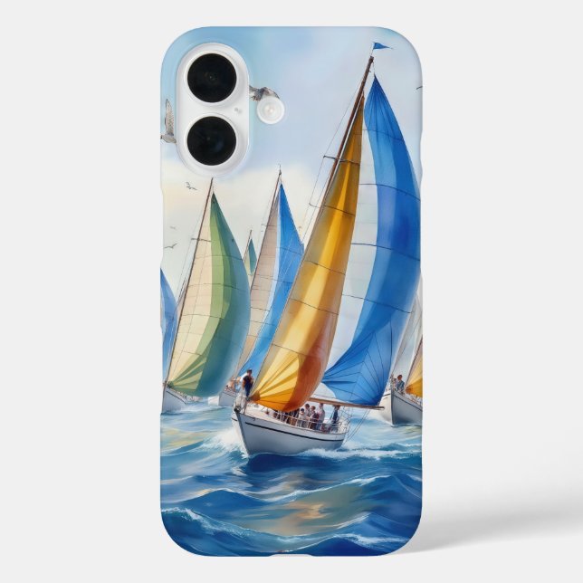 Wasserfarbenfrohe Artwork Sailboat Regatta Case-Mate iPhone Hülle (Rückseite)