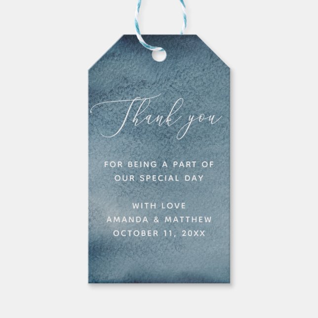 Wasserfarbenfrohe blaue Hochzeit für Wassersport d Geschenkanhänger (Vorderseite)