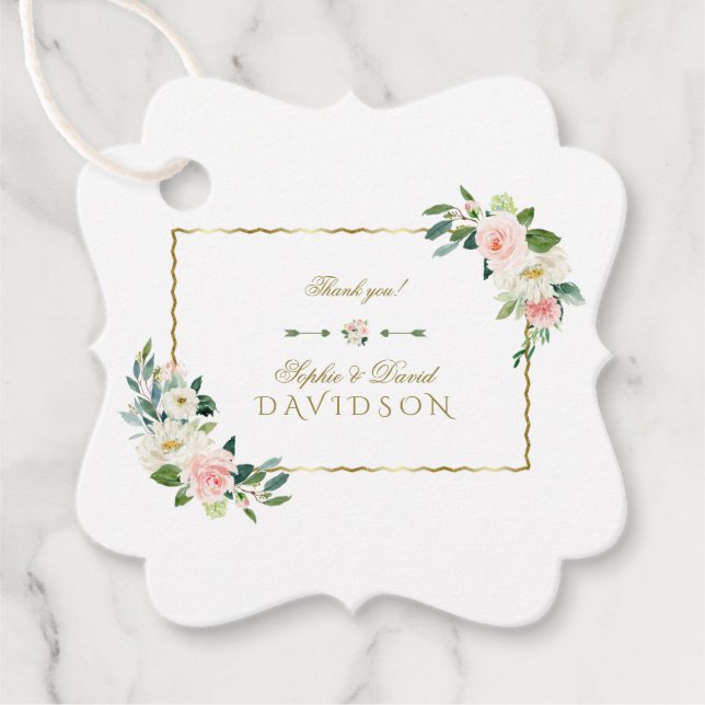 Wasserfarbenfrohe Blume Hochzeit der Goldmedaille Geschenkanhänger (Vorderseite)