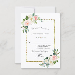 Wasserfarbenfrohe Blume Hochzeit der Goldmedaille RSVP Karte