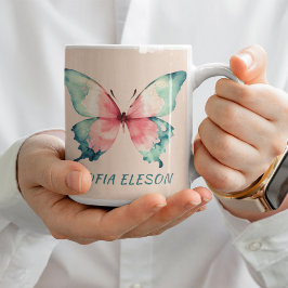 Wasserfarbenfrohe Butterfly Girl Feminine Rosa Kaffeetasse