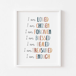 Wasserfarbenfrohe Christliche Kinder Affirmation P Poster