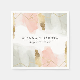 Wasserfarbenfrohe goldene Hochzeit Serviette