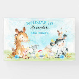Wasserfarbenfrohe Landtiere Boy Baby Dusche Banner