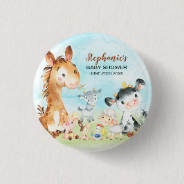 Wasserfarbenfrohe Landtiere Kinderdusche Button