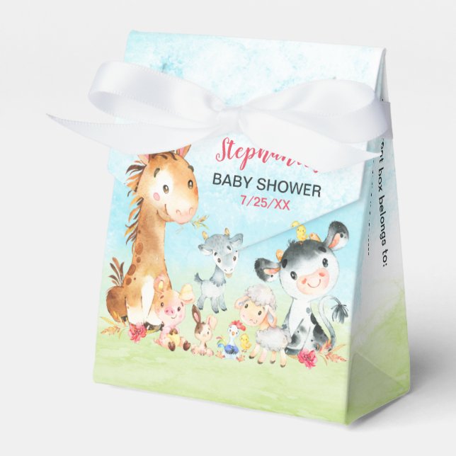 Wasserfarbenfrohe Landtiere Mädchen Kinderdusche Geschenkschachtel (Vorderseite)