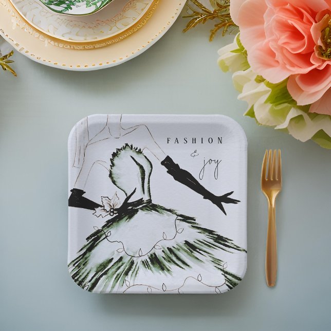 Wasserfarbenfrohe Mode Modell Holiday Pappteller (Von Creator hochgeladen)