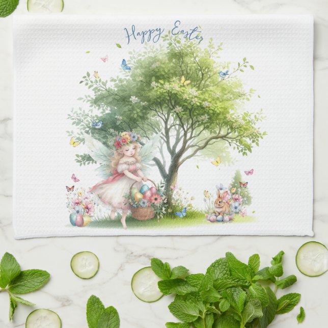 Wasserfarbenfrohe Osterfrühlingszucht Geschirrtuch (Gefaltet)