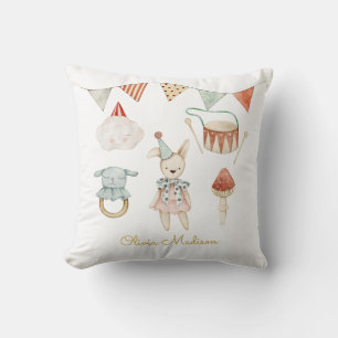 Wasserfarbenfrohe Pilze und Baby Toys Whimsical Kissen