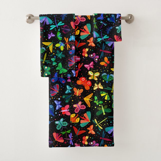 Wasserfarbenfrohe Regenbogenschmetterlinge Kinderm Badhandtuch Set (Insitu)