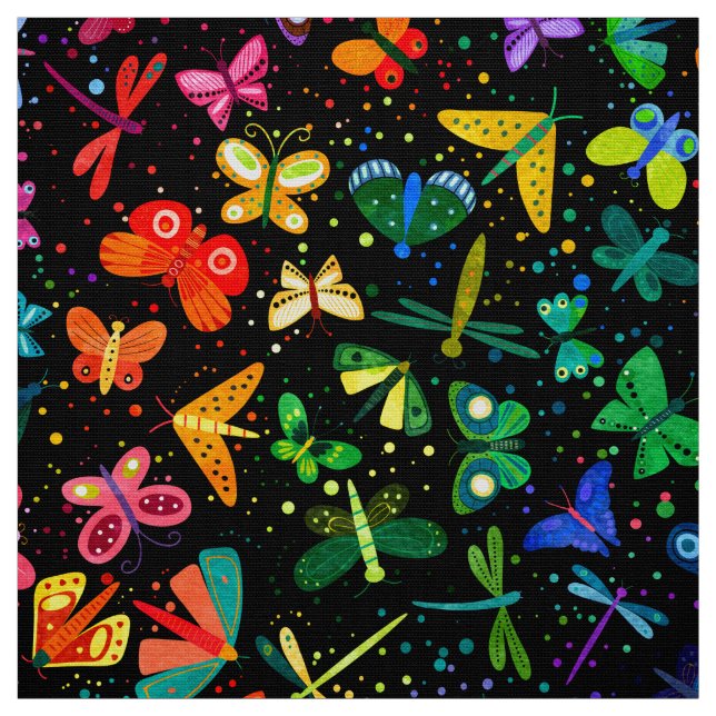 Wasserfarbenfrohe Regenbogenschmetterlinge Kinderm Stoff (Muster)