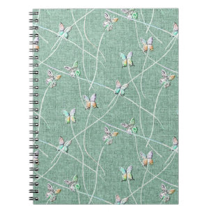 Wasserfarbenfrohe Schmetterlinge auf Mint GreenLIn Notizblock