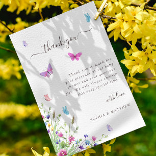 Wasserfarbenfrohe Schmetterlinge Elegante Blumen-B Dankeskarte