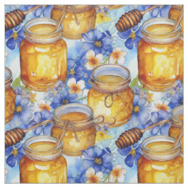 Wasserfarbenfrohe Töpfe aus Honig mit blauen Blume Stoff