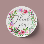 Wasserfarbenfrohe tropische Blumen Hochzeit danke Runder Aufkleber<br><div class="desc">Watercolor rosa Blumen Hochzeit danke Ihnen Aufkleber mit eleganten Drehbuch und Hawaii Blume für tropische Hochzeit in Urlaubsort. Bitte kontaktieren Sie mich,  wenn Sie weitere Informationen benötigen.</div>