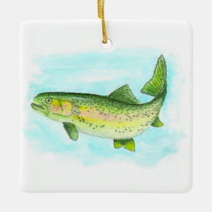 Wasserfarbenfrohe Trout Ornament