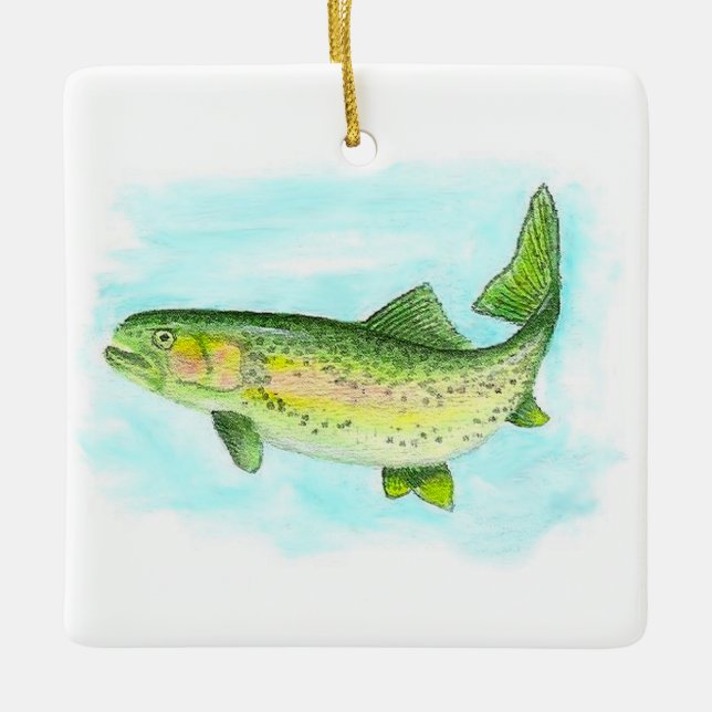 Wasserfarbenfrohe Trout Ornament (Vorderseite)