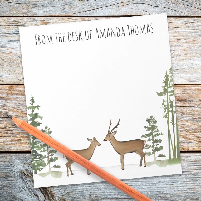Wasserfarbenfrohe Waldhirsche Notizblock (Woodland deer simple deer and buck notepad.)