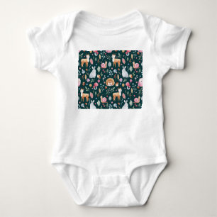Wasserfarbenfrohe Waldkindermuster Baby Strampler