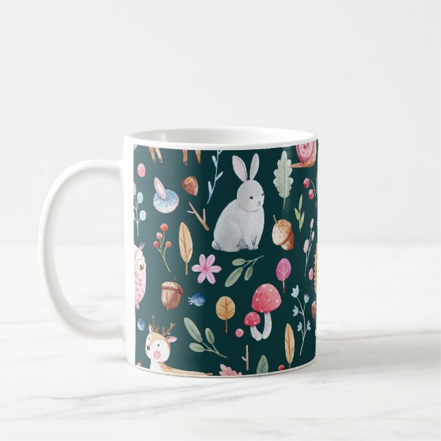 Wasserfarbenfrohe Waldkindermuster Kaffeetasse (Links)