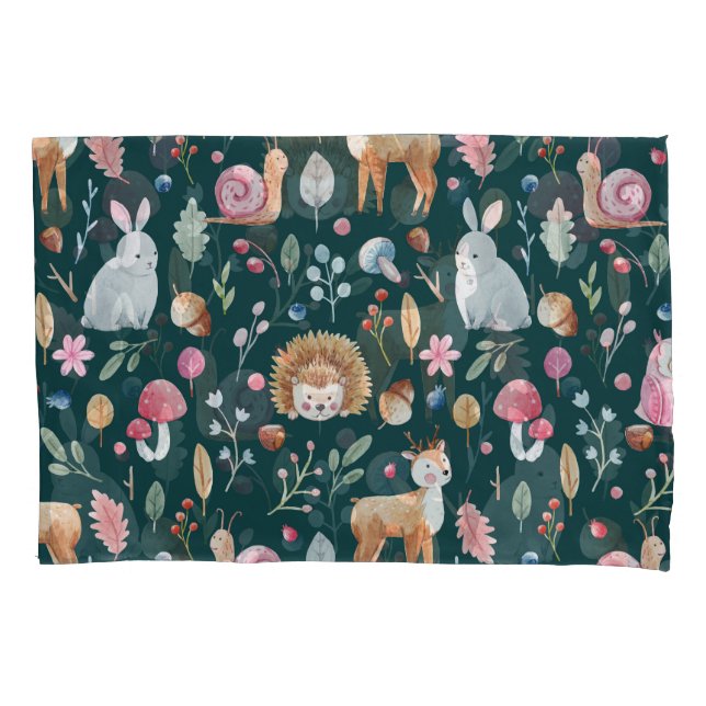 Wasserfarbenfrohe Waldkindermuster Kissenbezug (Vorderseite)